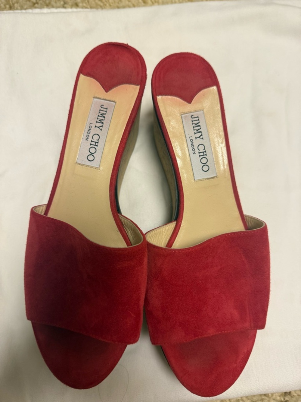 Jimmy Choo Red Suede Slide Mules